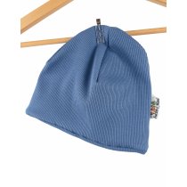 Beanie Feinripp rauchblau 46-48 doppellagig