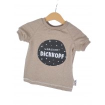 T-Shirt Vorsicht Dickkopf-Patch sand