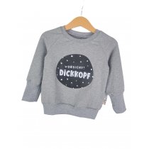 Pullover Vorsicht Dickkopf-Patch grau