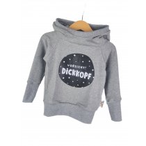 Hoodie Vorsicht Dickkopf-Patch grau 86/92