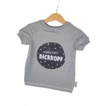 T-Shirt Vorsicht Dickkopf-Patch grau