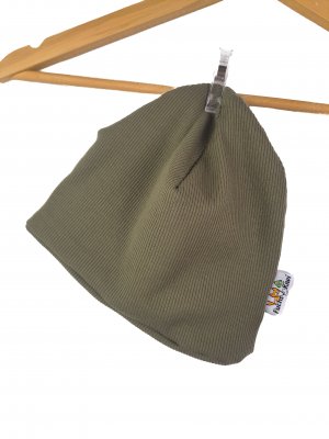 Beanie  Feinripp khaki 44-46 doppellagig