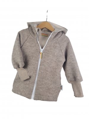 Walkjacke sand meliert mit Streifen beige