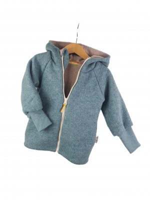 Walkjacke aus Merinowolle mint meliert mit sand meliert