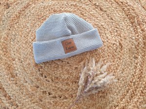 Hipster Beanie Kuschelstrick grau 50-54