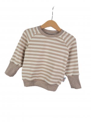 Pullover Feinripp Streifen beige