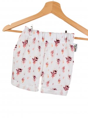 Kurze Shorts Musselin Rosen beere