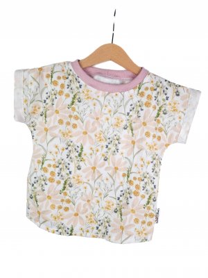 T-Shirt mit Umschlagarmen Musselin Blumenwiese 62/68