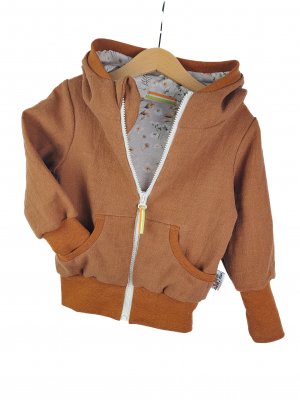 Individuell Leinenjacke karamell mit Blümchen sand 86/92