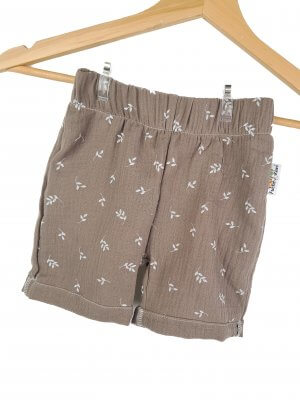 Kurze Shorts Musselin Blätter taupe 86/92