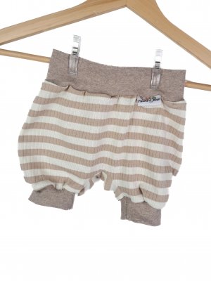 Kurze Hose Feinripp Streifen beige