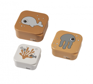 Done by Deer Snackbox-Set 3-er Pack Sea friends mustard/grey