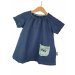 Indi Kurzarmkleid Leinen blau mit little Explorer