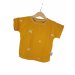 T-Shirt mit Umschlagarmen Musselin Blumen senfgelb 86/92