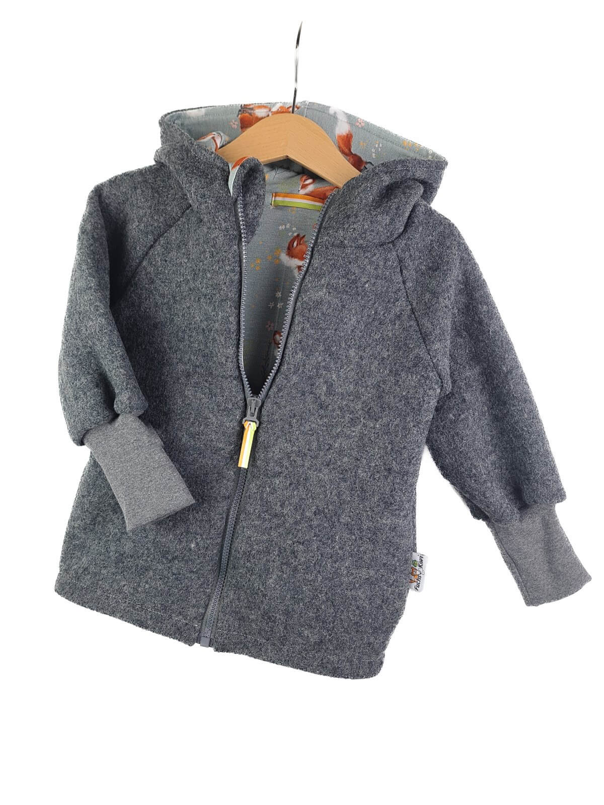 Walkjacke aus Merinowolle grau meliert