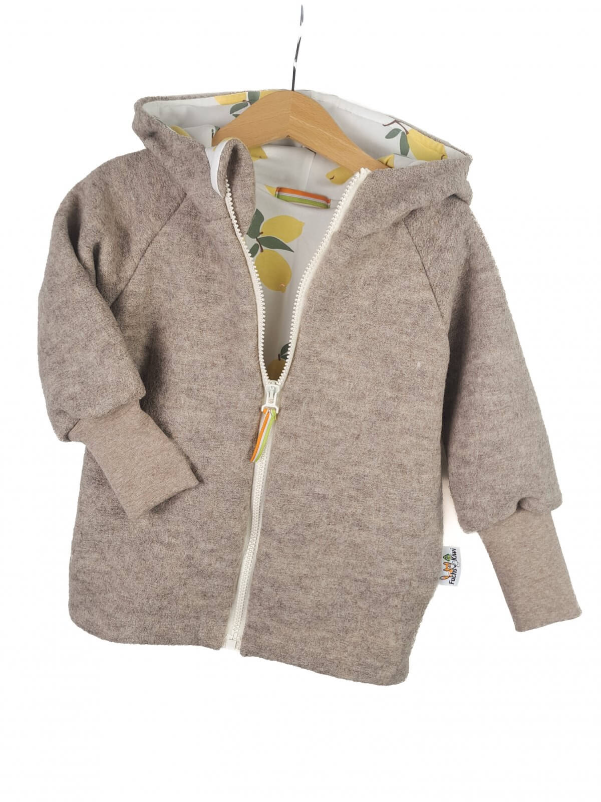 Walkjacke sand meliert mit Zitronen