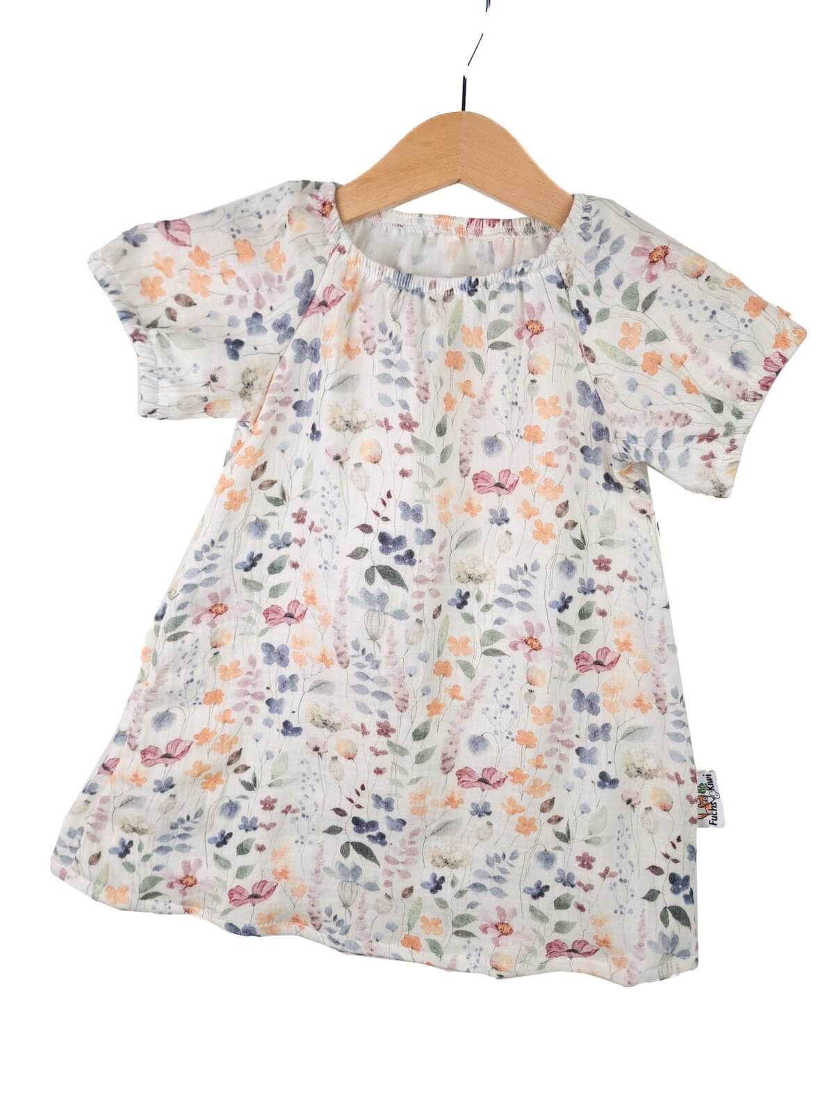 Kurzarmkleid Musselin Sommerblumen
