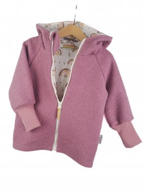 Walkjacke altrosa mit Regenbogenliebe rosa