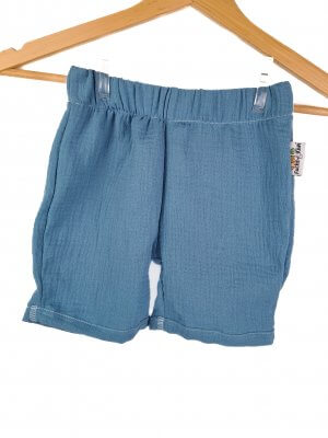 Kurze Shorts Musselin rauchblau