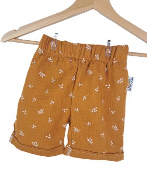 Kurze Shorts Musselin Blätter karamell