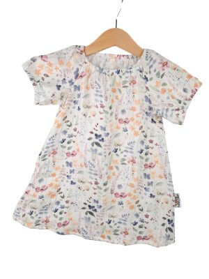 Kurzarmkleid Musselin Sommerblumen