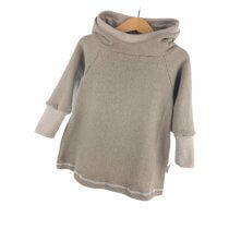 Hoodiekleid Feinstrick beige