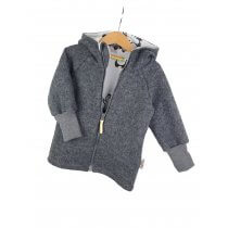 Walkjacke aus Merinowolle grau meliert mit Pinguinbaby