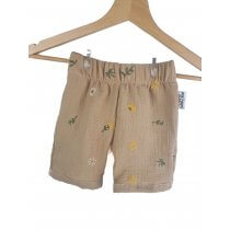 Kurze Shorts Musselin Blumen sand