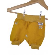 Kurze Hose Musselin Blumen senfgelb 74/80