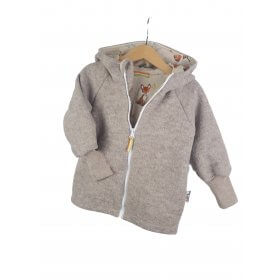 Walkjacke sand meliert mit Fuchsi creme