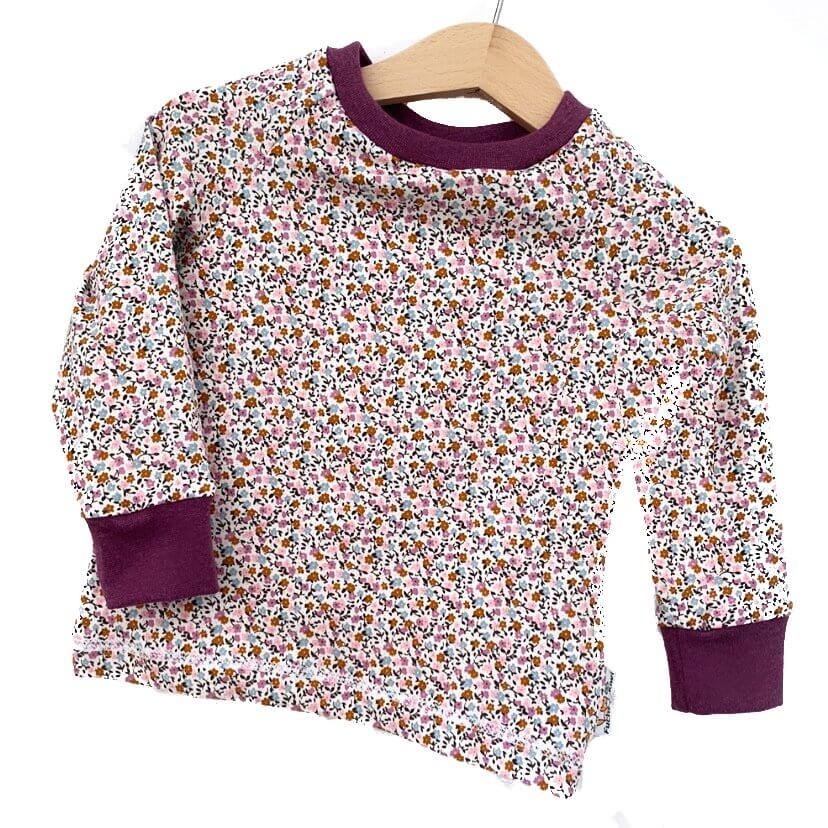 Langarmshirt Blümchen Flieder