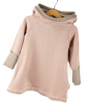 Hoodiekleid Feinstrick rosa